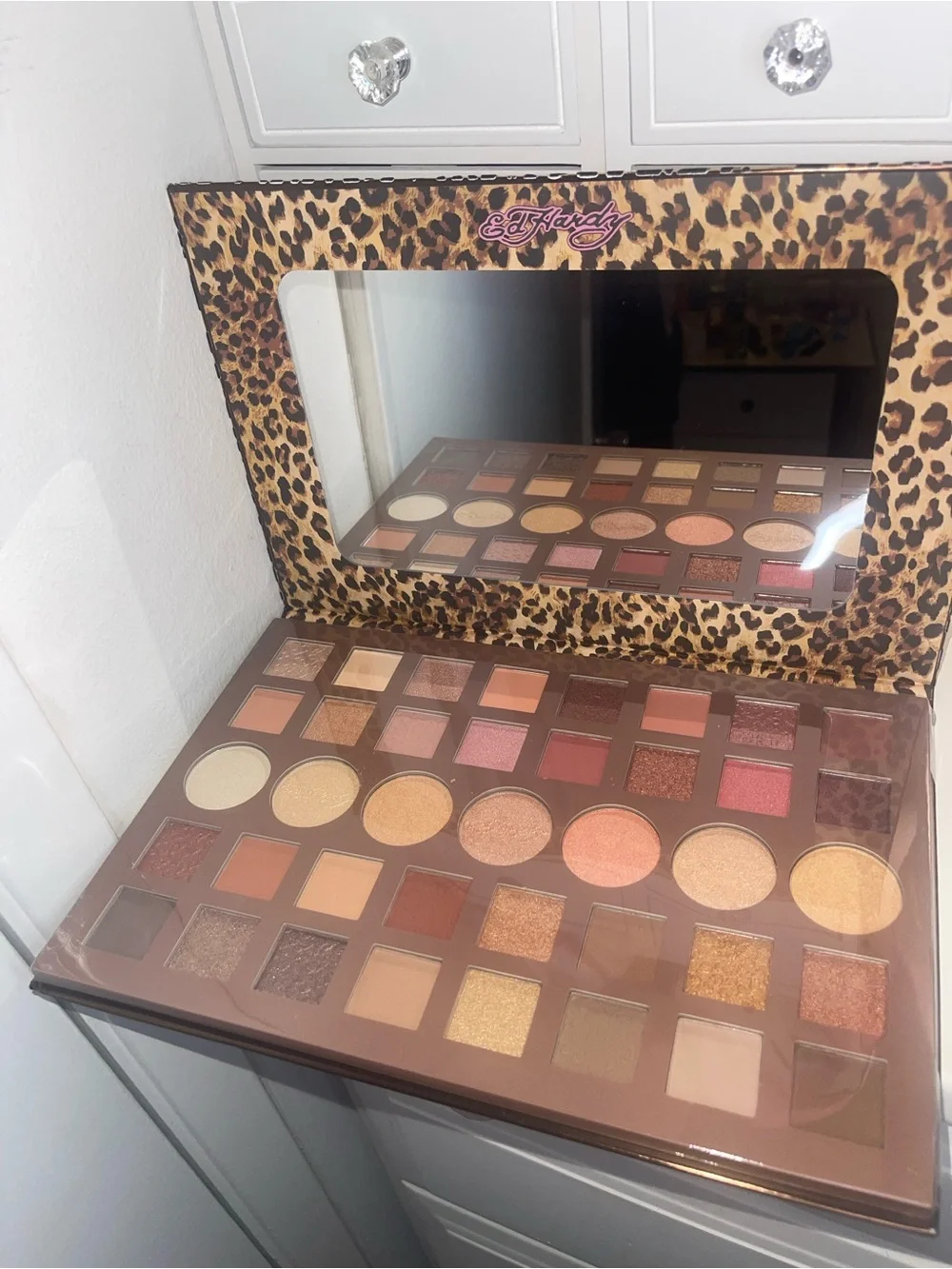 NWT Ed Hardy Leopard Print Eyeshadow Palette — Pink and Gold Accents
